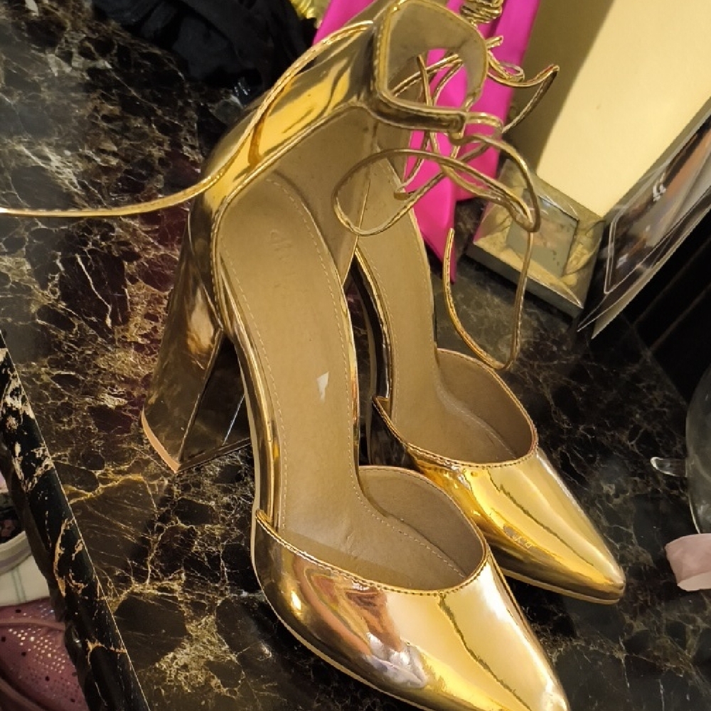 Charlotte Russe Shiny Gold Heels